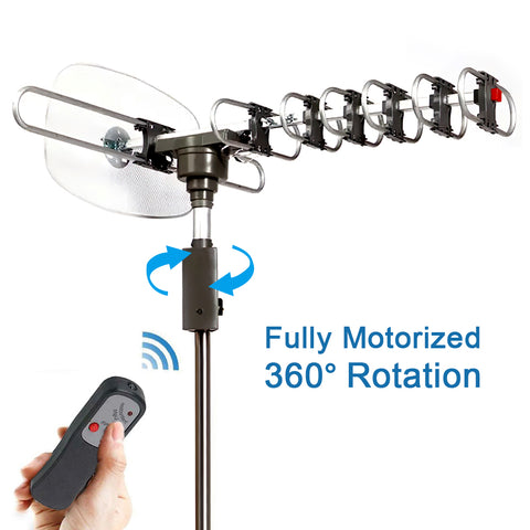 Cordless Magic™ - 2024 Edition Updated Long-Distance Outdoor HD TV Antenna with Full 360 Directional Motor - 900 Mile Range