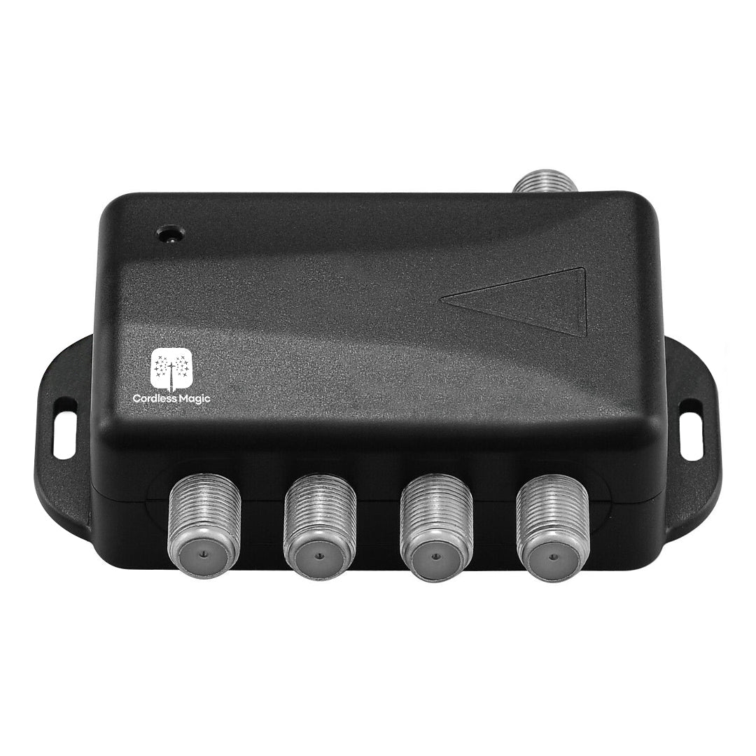 Cordless Magic™ - TV Antenna 4-Port Splitter Signal Booster and Amplifier