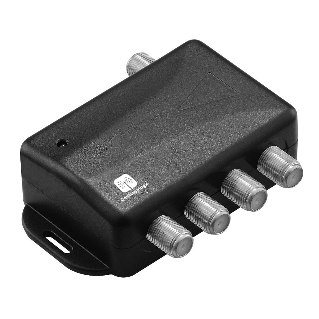 Cordless Magic™ - TV Antenna 4-Port Splitter Signal Booster and Amplifier