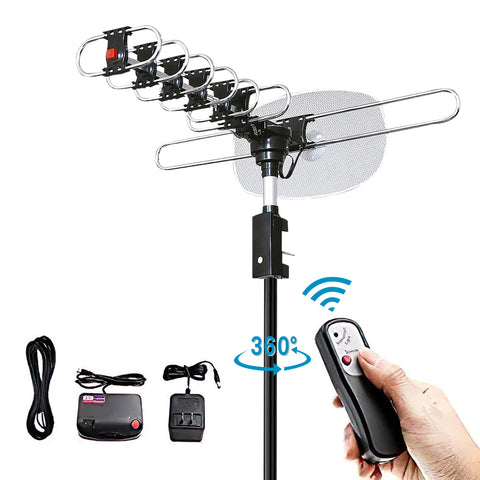 Cordless Magic™ - 2023 Edition Updated Long-Distance Outdoor HD TV Antenna with Full 360 Directional Motor - 900 Mile Range
